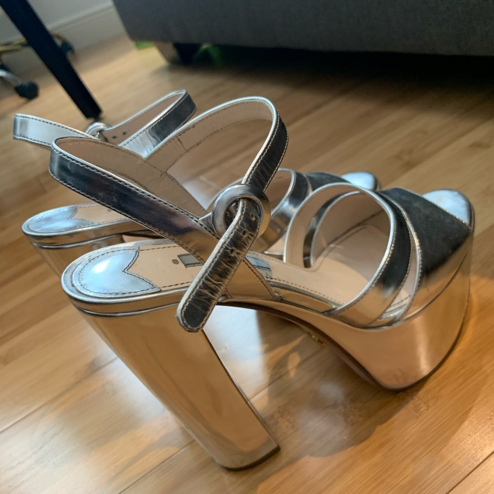 Authentic Prada Metallic Block Heels